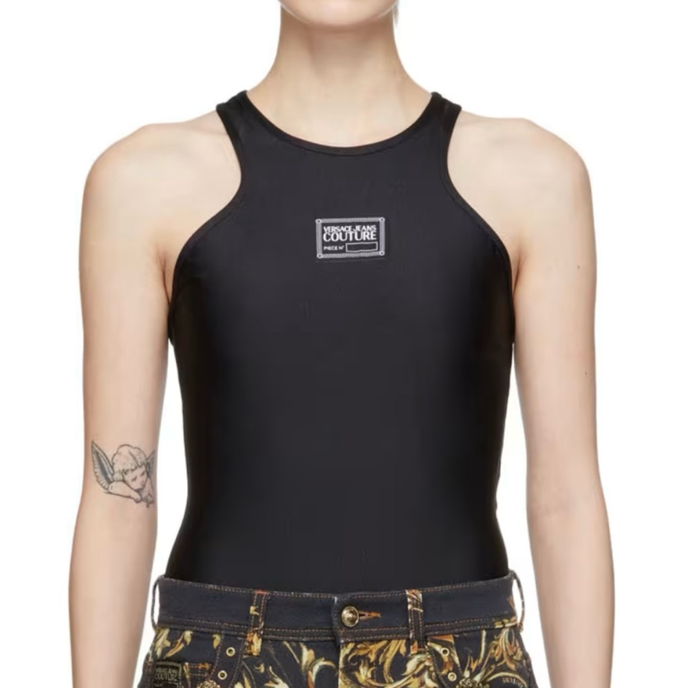 Versace Jeans Couture Black Bodysuit with Gold Patterns